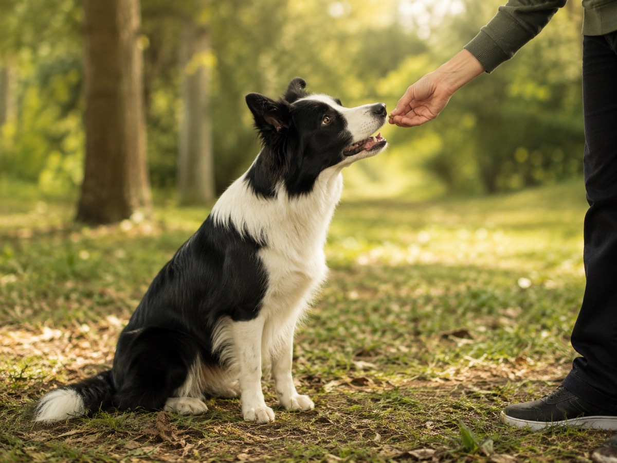 Un perro practicando con una educadora al aire libre; imagen ilustrativa